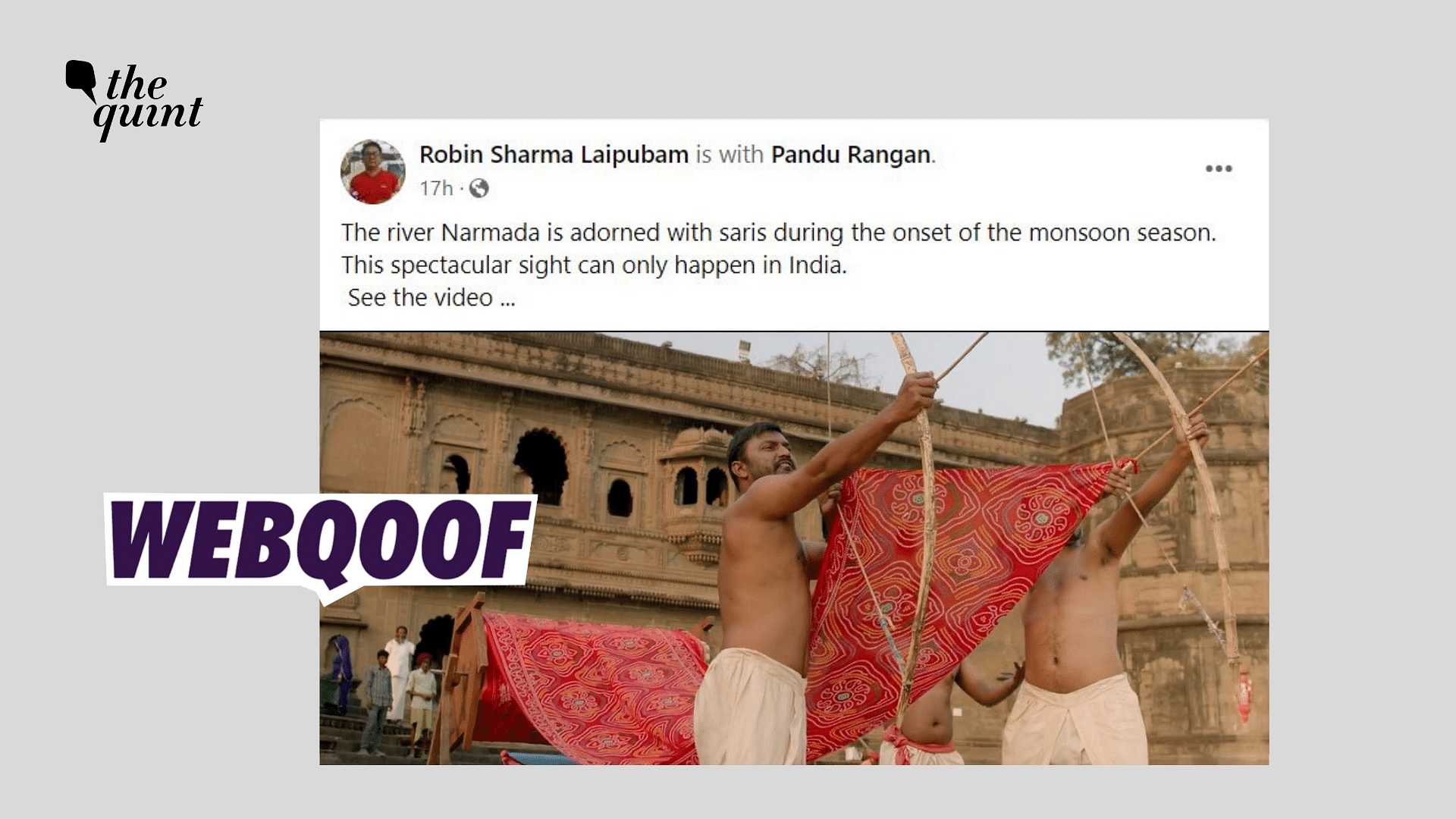<div class="paragraphs"><p>Fact-check:&nbsp;The claim states that people are performing a ritual by offering a saree to the Narmada river before the monsoon season arrives.</p></div>