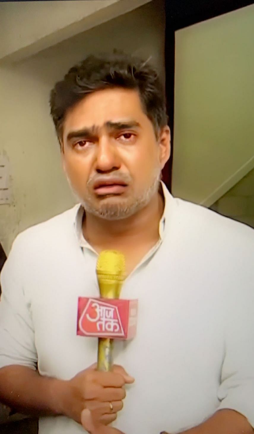 Visuals from Raut's interview by Aaj Tak were altered using a 'crying' filter on Snapchat.