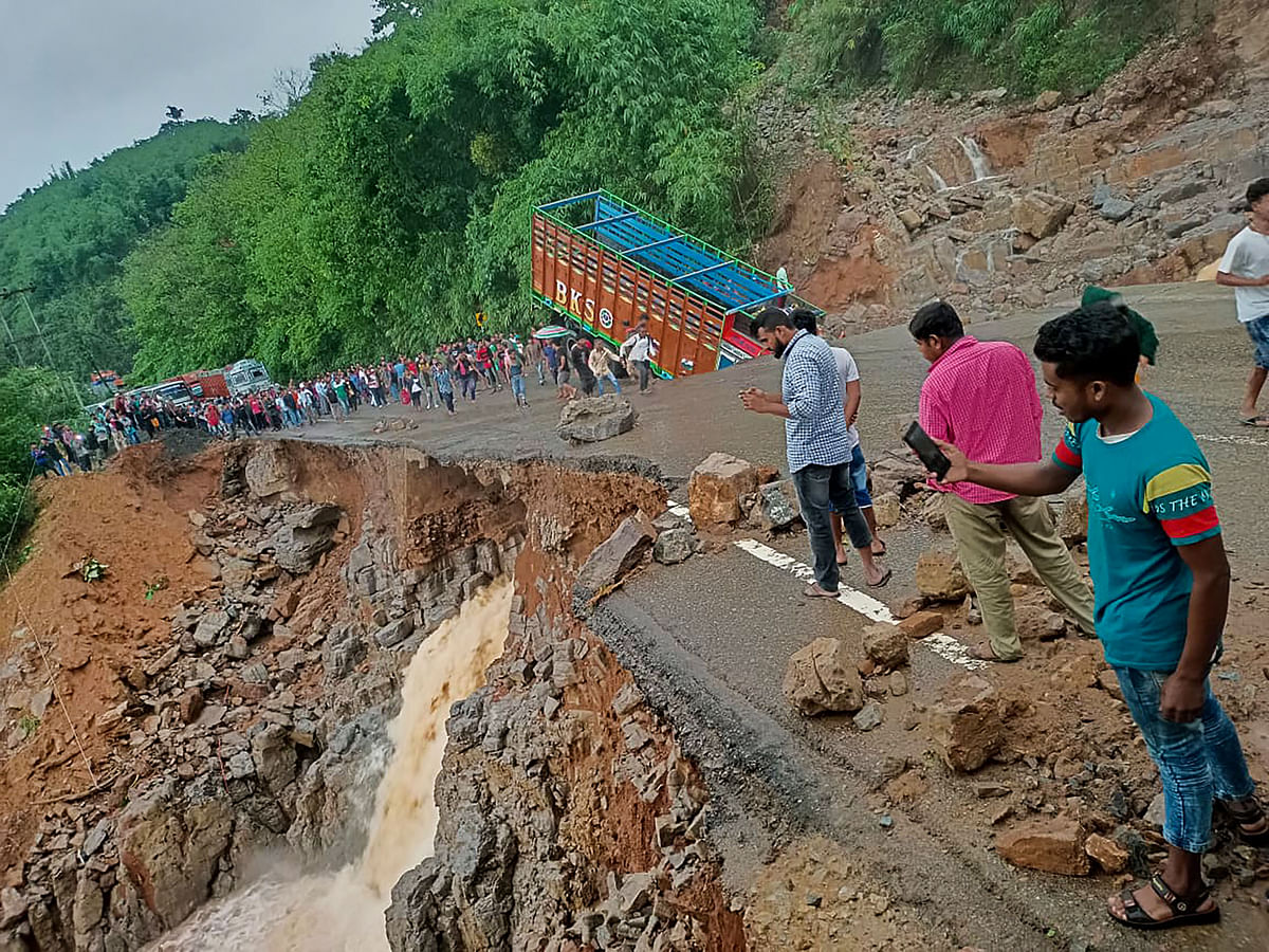 A national highway in Meghalaya, NH 6, was also damaged due to a fresh landslide triggered by heavy rains.
