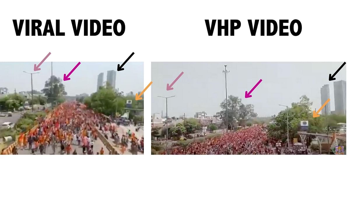 The video showed a 'Shobha Yatra' procession in Uttar Pradesh's Noida on 17 April.