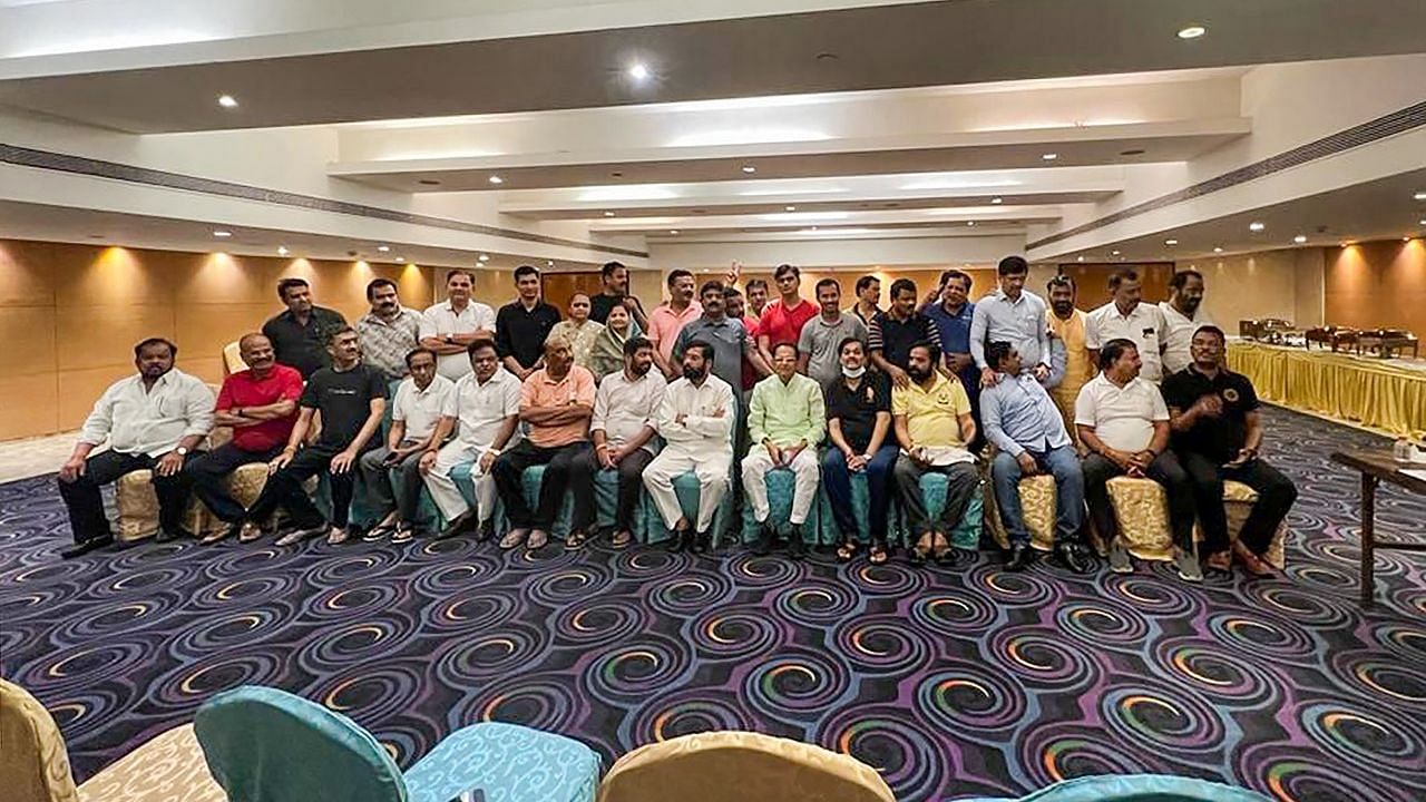 <div class="paragraphs"><p>Maharashtra MLAs at a hotel, in Surat on Tuesday, 21 June.</p></div>