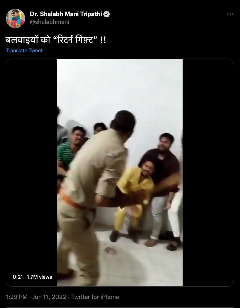 BJP MLA Tripathi was criticised for sharing a video that bolsters police brutality. 