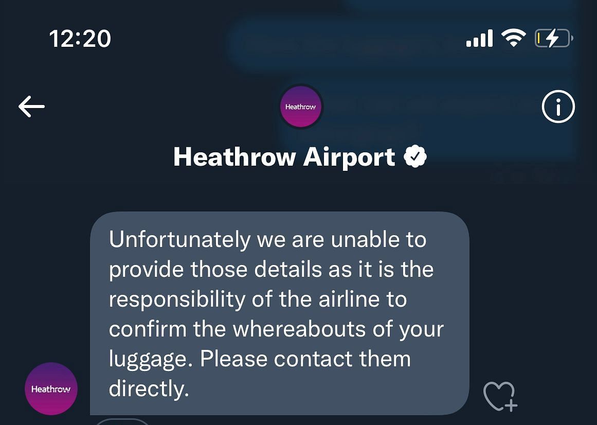 The authorities at Heathrow Airport have said that it is not their responsibility.