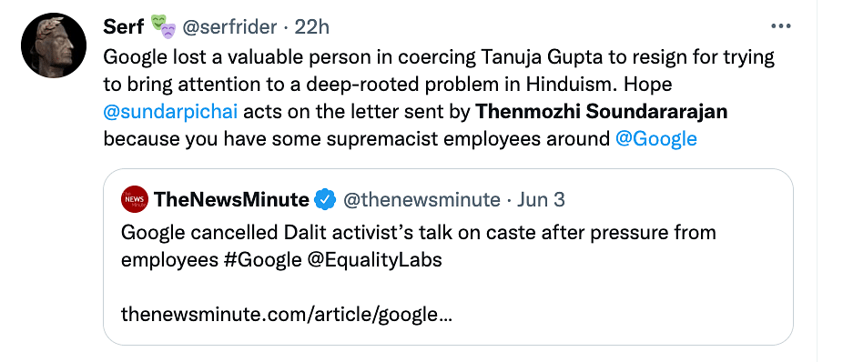 Google employees grilled leaders after the company cancelled a talk on caste bias.
