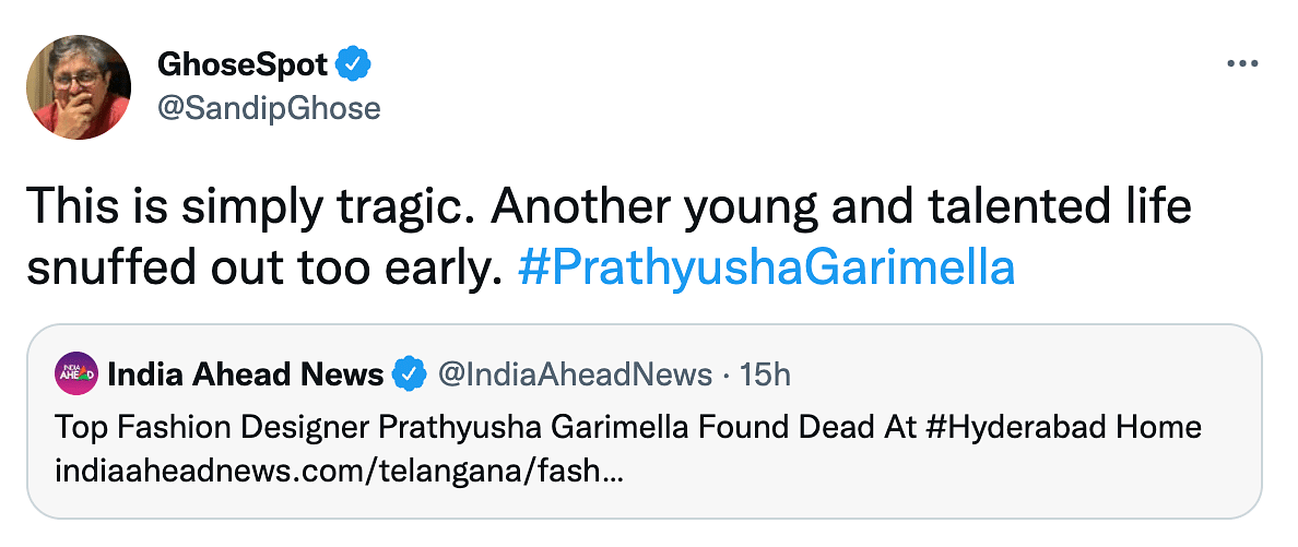 Prathyusha Garimella was found dead at her Hyderabad residence on 11 June.