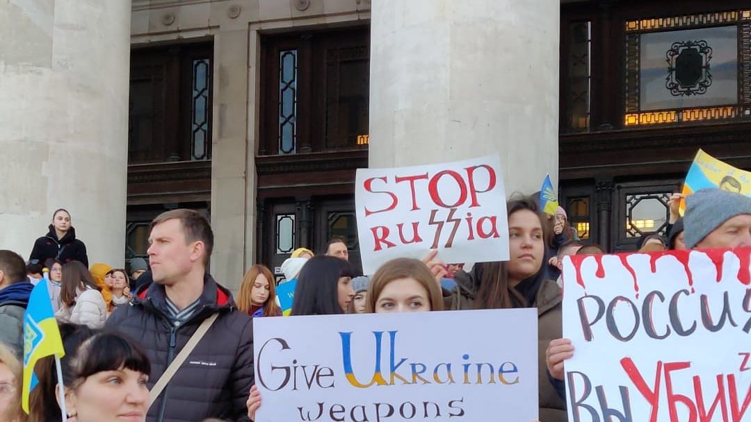 <div class="paragraphs"><p>Image used for representation only. Pro-Ukraine protestors in front of the Palace of Culture and Science in Poland.</p></div>