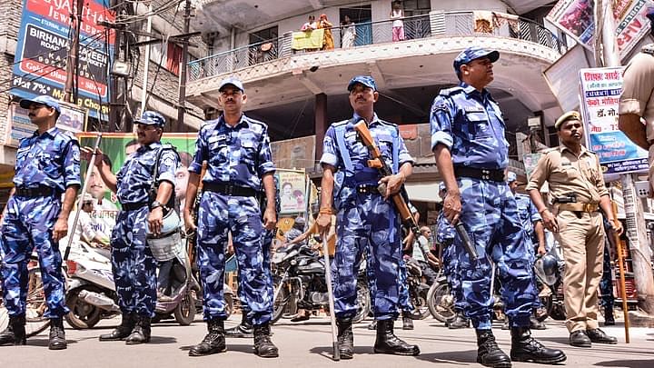 <div class="paragraphs"><p>Security personnel patrol to maintain law and order amid communal tension in Kanpur.</p></div>