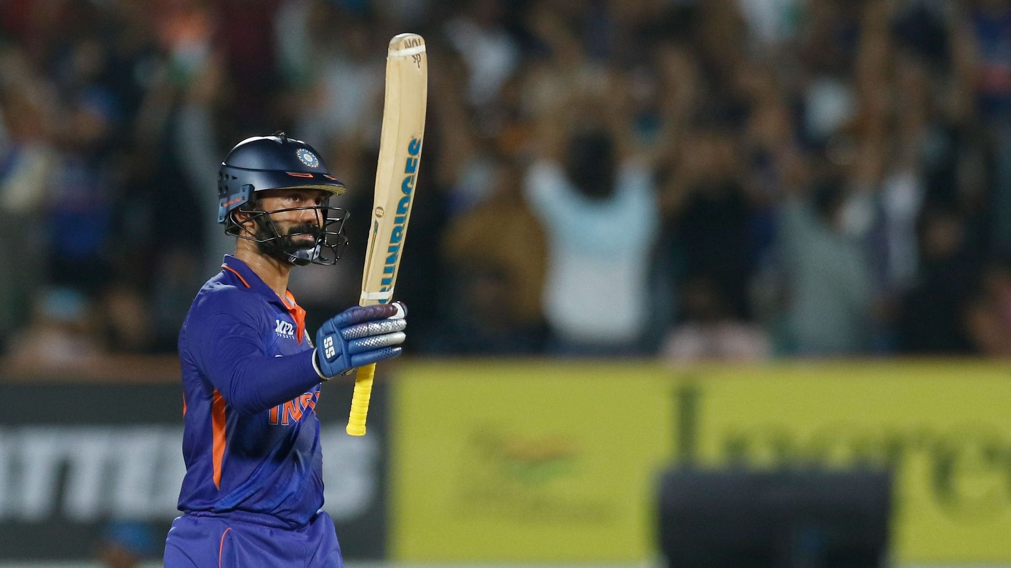 <div class="paragraphs"><p>Dinesh Karthik scored his maiden T20 fifty for India.</p></div>