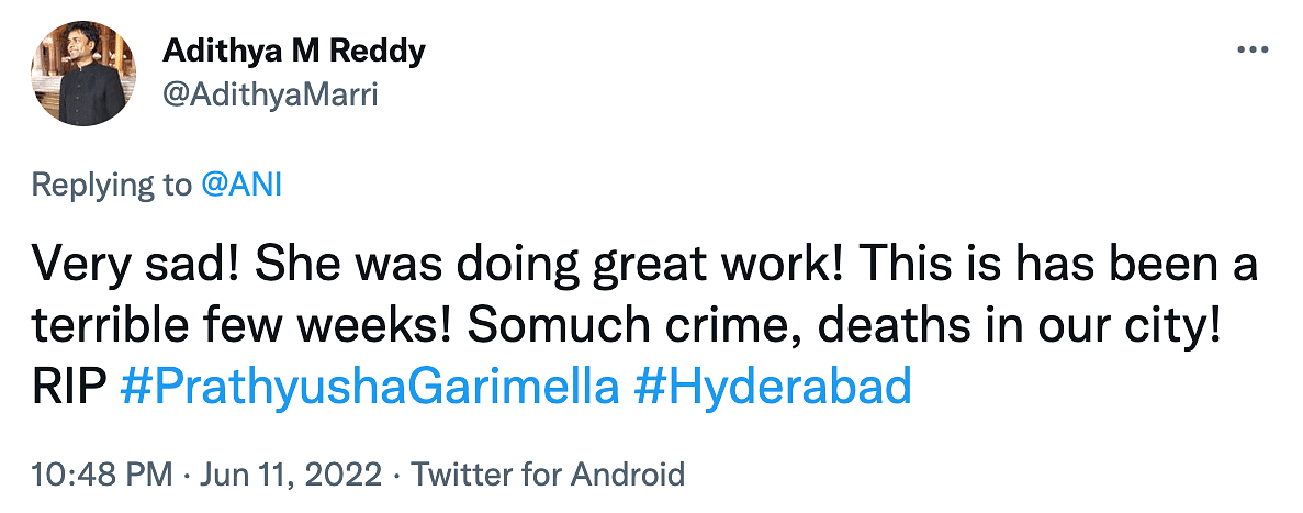 Prathyusha Garimella was found dead at her Hyderabad residence on 11 June.