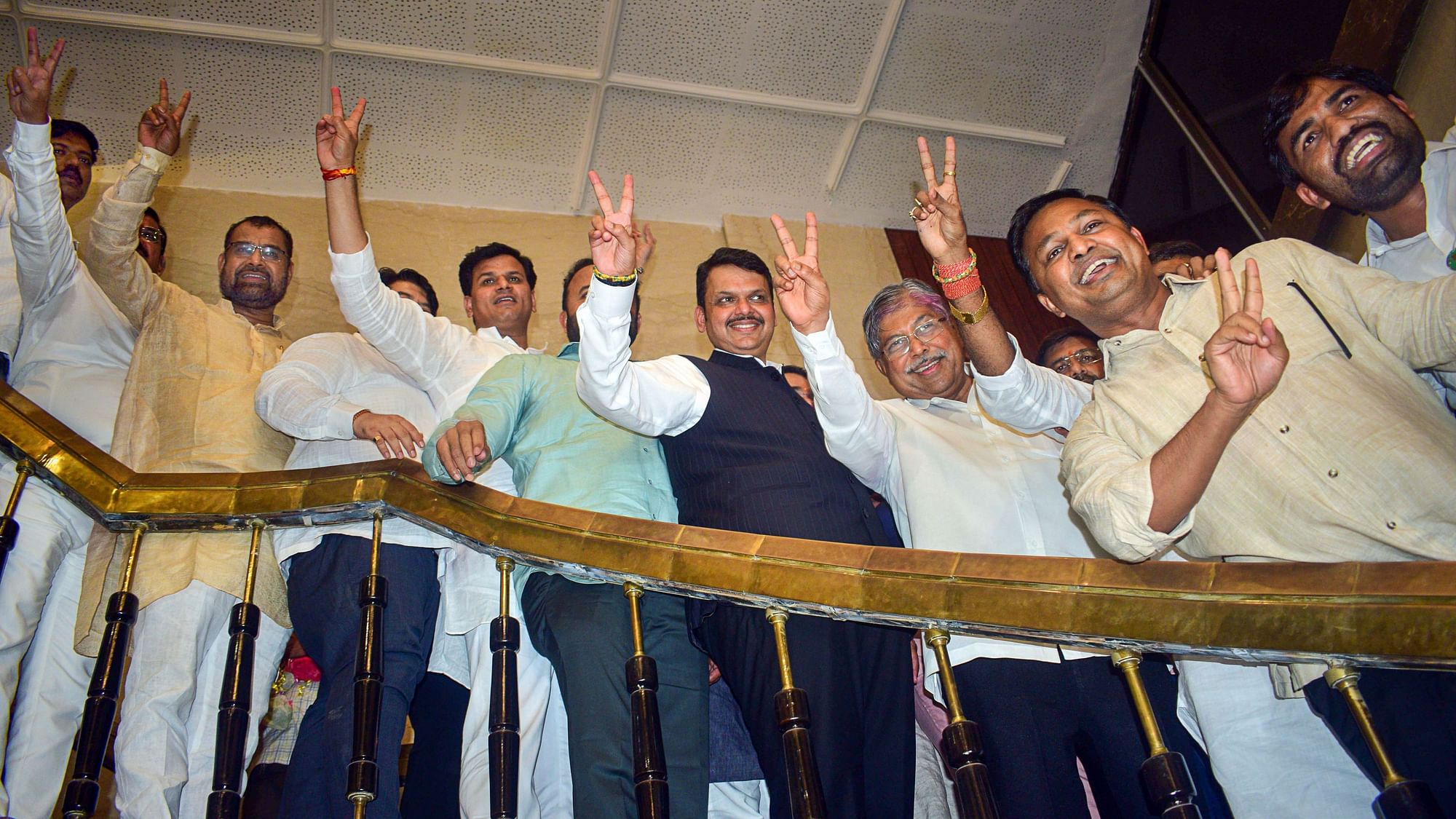 <div class="paragraphs"><p>BJP leaders celebrate after being elected as members of Maharashtra Vidhan Parishad in Mumbai.&nbsp;</p></div>