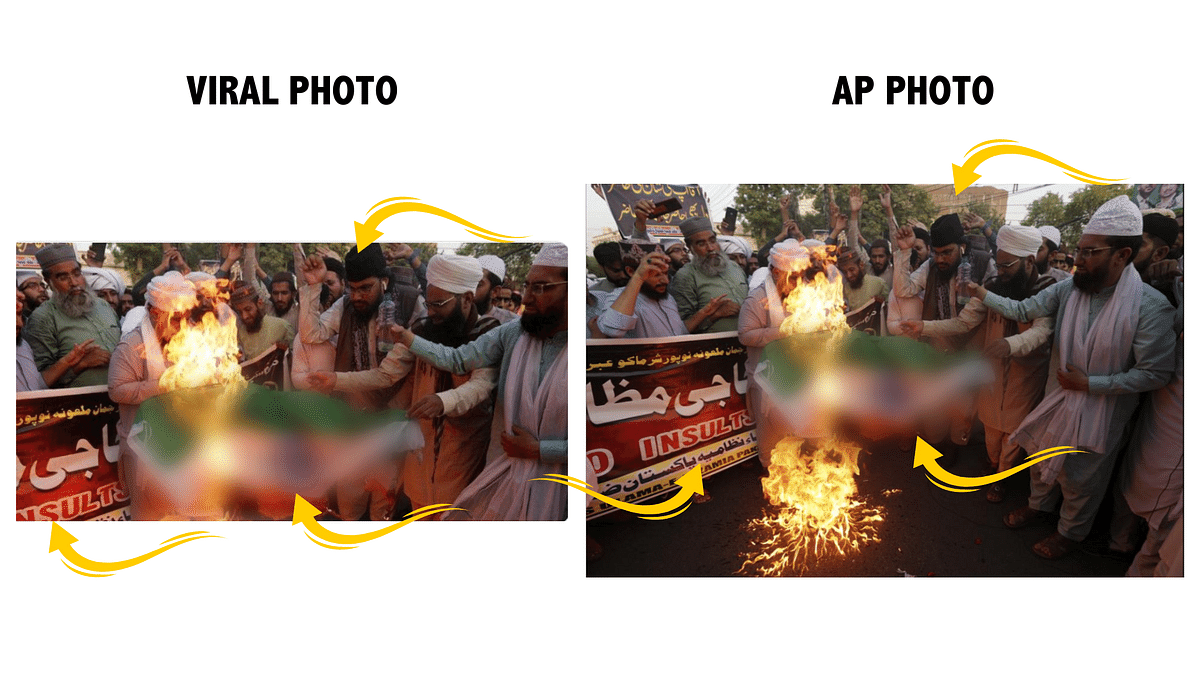 The photo was taken during protests held against Nupur Sharma in Pakistan's Lahore.