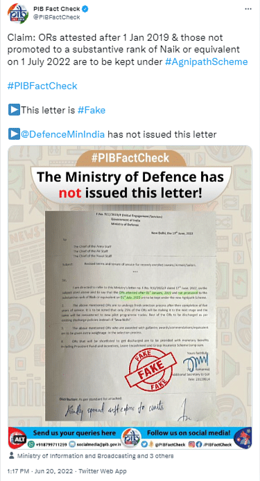 We found that the "Additional Secretary" who signed the letter didn't exists of Ministry of Defence's website.