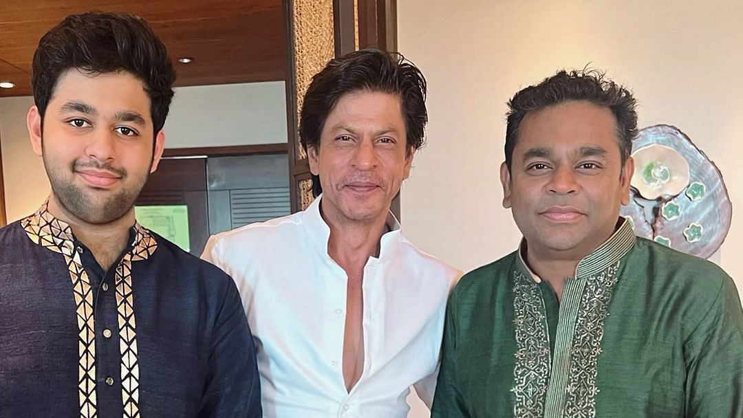 <div class="paragraphs"><p>Shah Rukh Khan with AR Rahman and his son Ameen.</p></div>