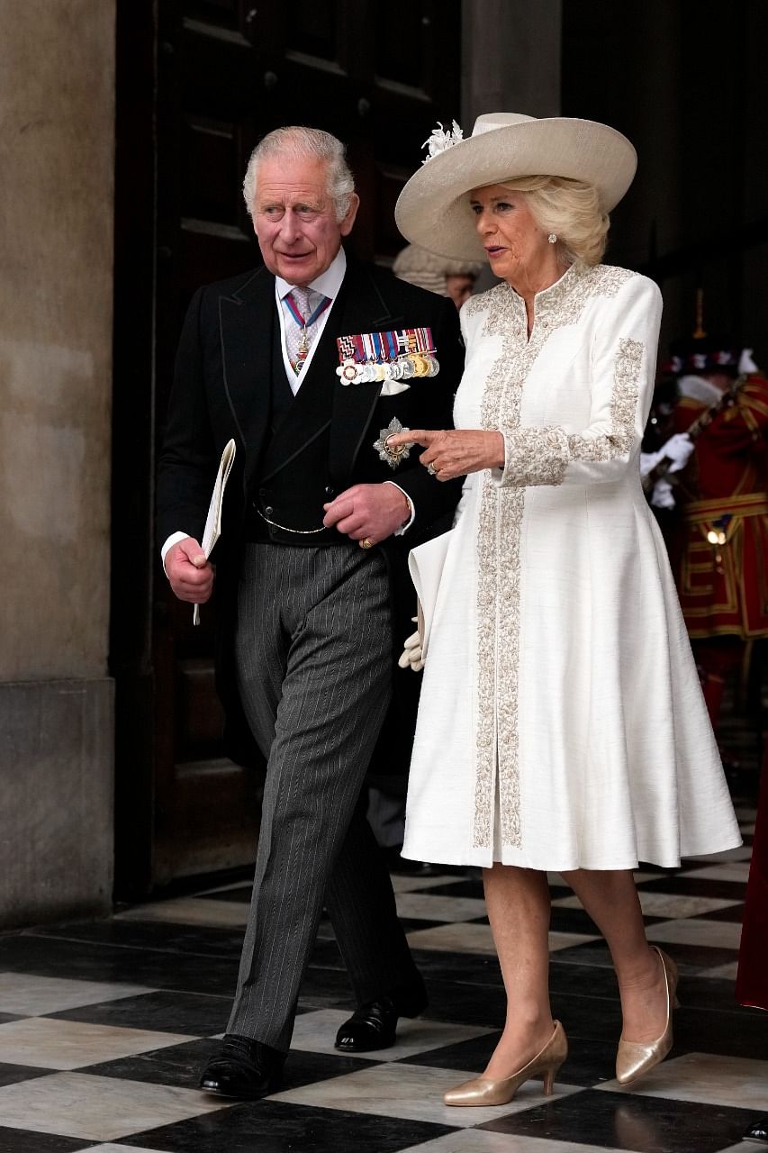 <div class="paragraphs"><p>Britain's Prince Charles and Camilla, Duchess of Cornwall leave after the service of thanksgiving.</p></div>