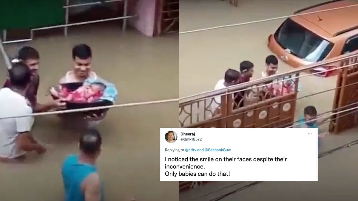 Elated Father Bringing Newborn Baby Home Amid Assam Floods Wins Hearts
