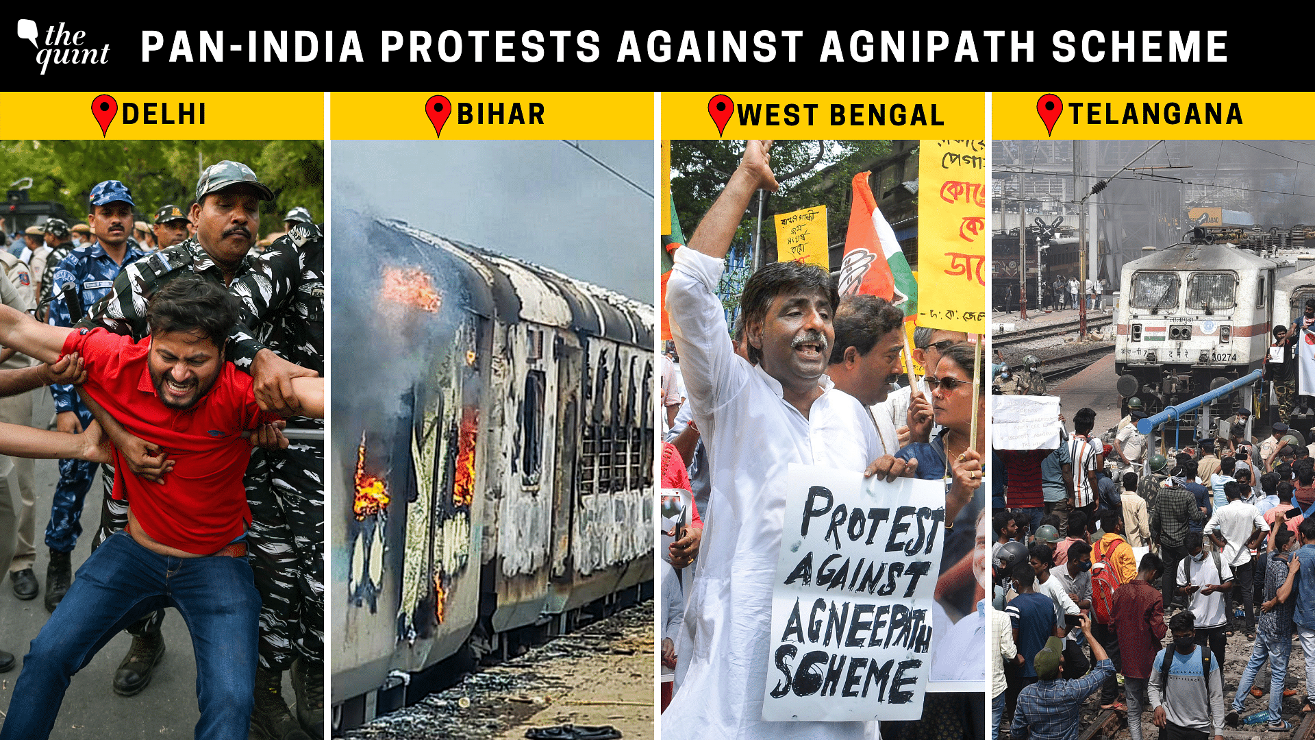 <div class="paragraphs"><p>Agnipath Protests Live Updates: As protests against the Union Defence Ministry's new Agnipath scheme grip the nation, demonstrations escalated in Delhi, Uttar Pradesh, Bihar, and Telangana on the morning of Friday, 17 June.</p></div>