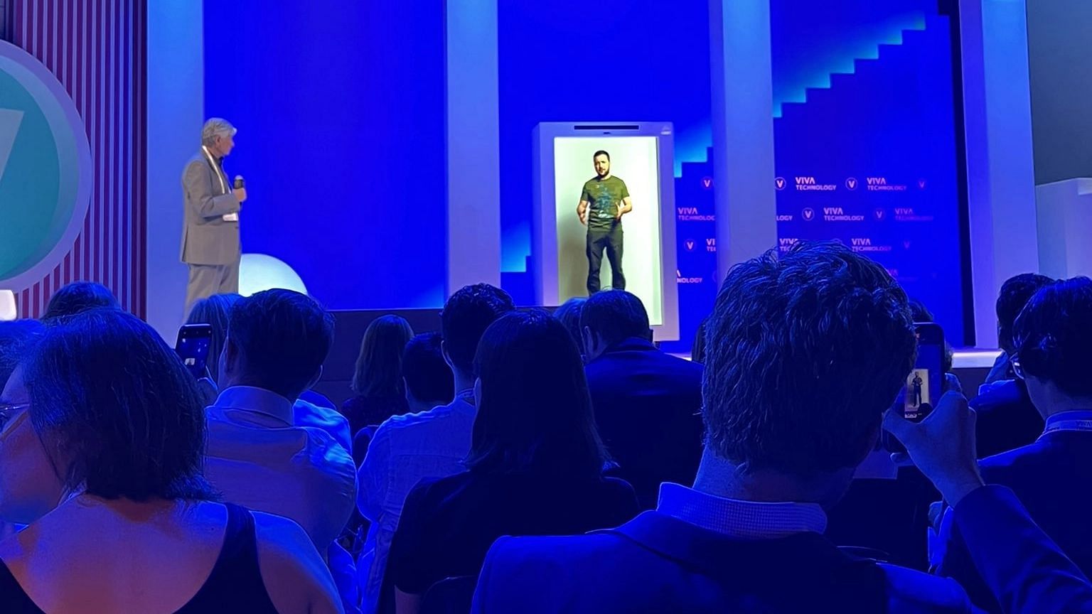 <div class="paragraphs"><p>Zelenskyy&nbsp;appeared as a hologram.</p></div>