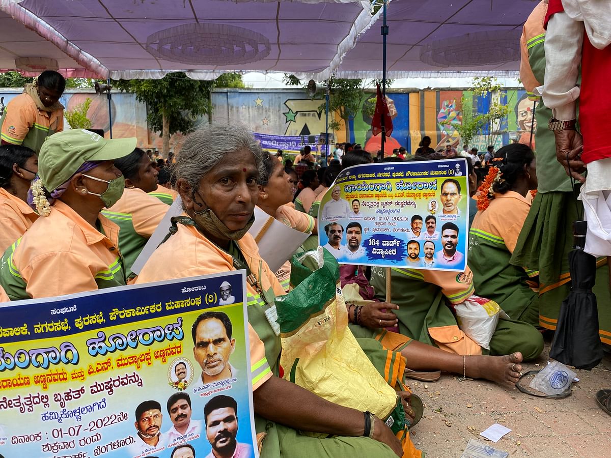 Sanitation workers went on state-wide indefinite strike demanding permanent jobs and better wages in Karnataka.