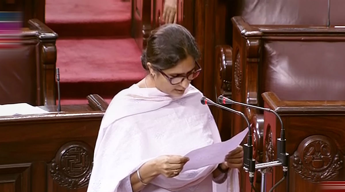 <div class="paragraphs"><p>New Delhi: Congress leader Ranjeet Ranjan takes oath as a Rajya Sabha member in the House, on the first day of Parliaments Monsoon Session, in New Delhi, Monday, 18 July.</p></div>