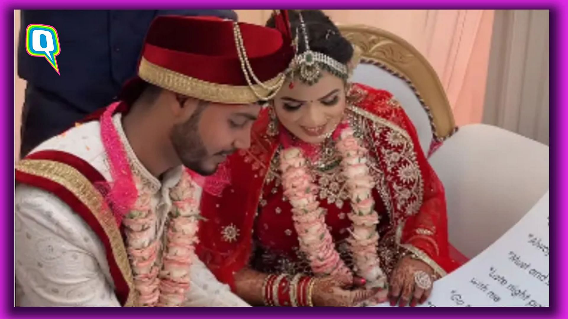 <div class="paragraphs"><p>The newlyweds from Assam, Shanti and Mintu sign a marriage contract that has divided the internet.&nbsp;</p></div>