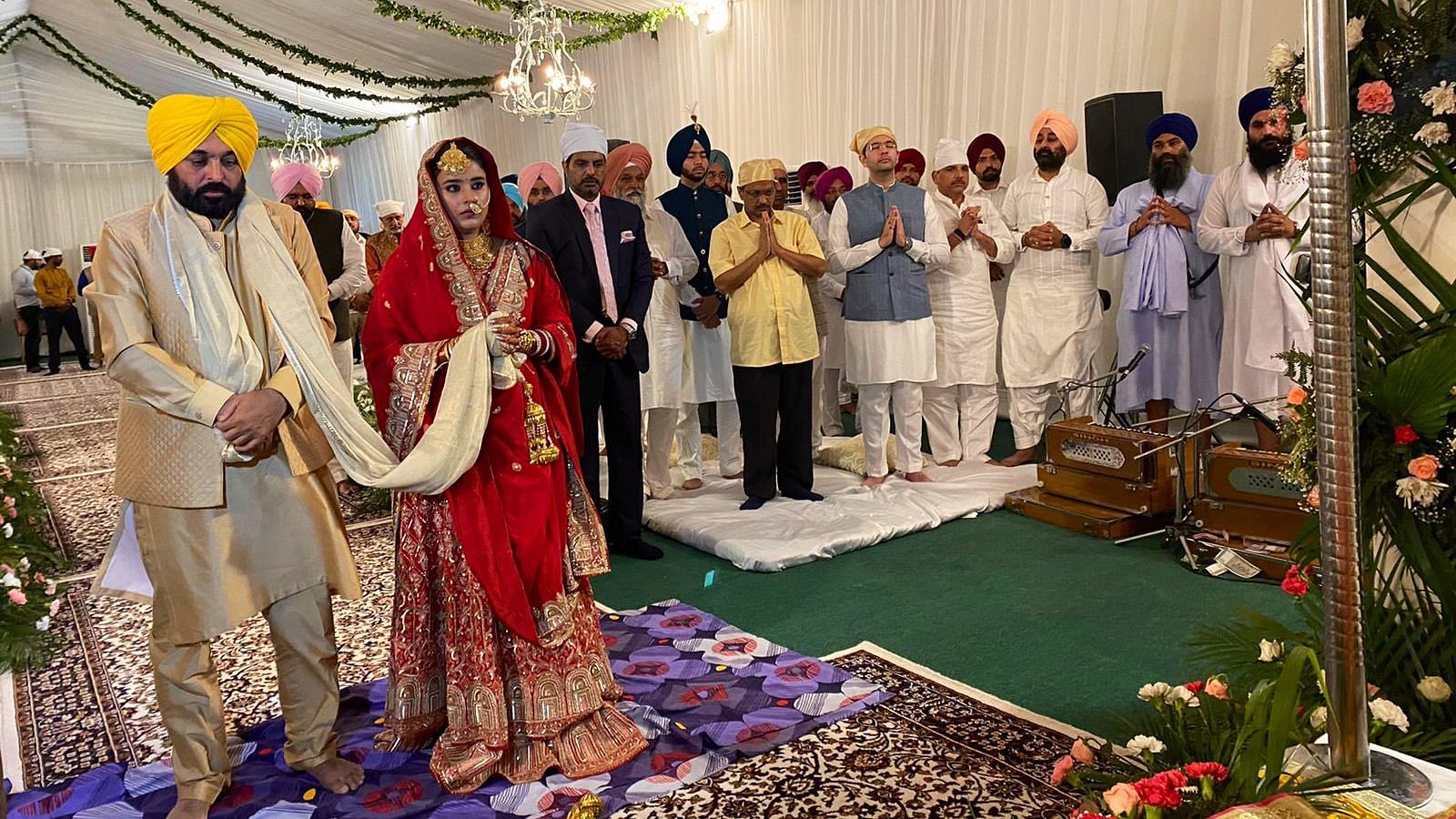 <div class="paragraphs"><p><a href="https://www.thequint.com/topic/bhagwant-mann">Punjab Chief Minister Bhagwant Mann</a> got married on Thursday, 7 July, to <a href="https://www.thequint.com/news/india/punjab-chief-minister-bhagwant-mann-wedding-who-is-dr-gurpreet-kaur-married-wife-chandigarh#read-more">Gurpreet Kaur</a>, at a private ceremony at his house later in the day in <a href="https://www.thequint.com/news/politics/punjab-cm-bhagwant-mann-moves-resolution-against-centre-decision-central-rules-chandigarh">Chandigarh</a>.</p></div>