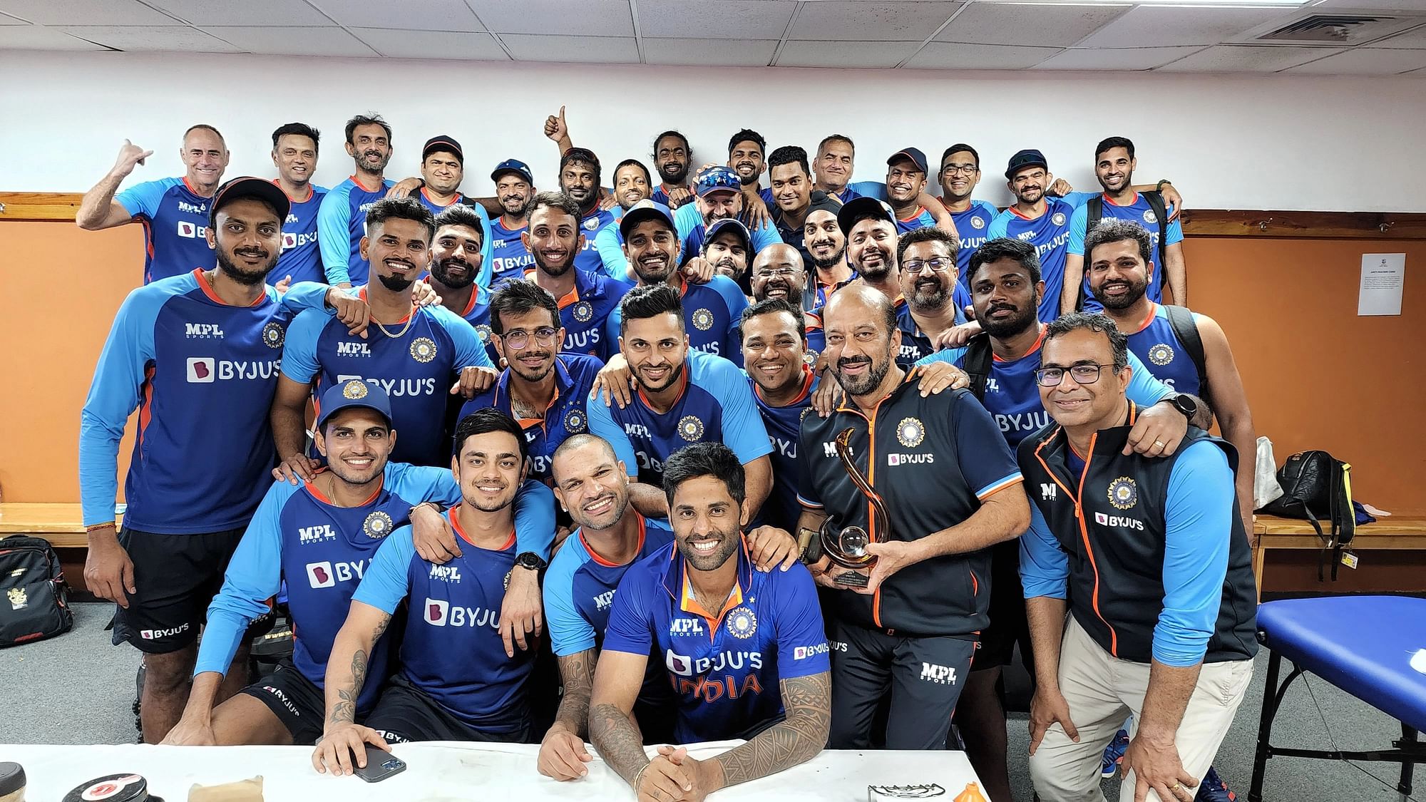 <div class="paragraphs"><p>Team India are a happy bunch after winning the ODI series against West Indies.&nbsp;</p></div>