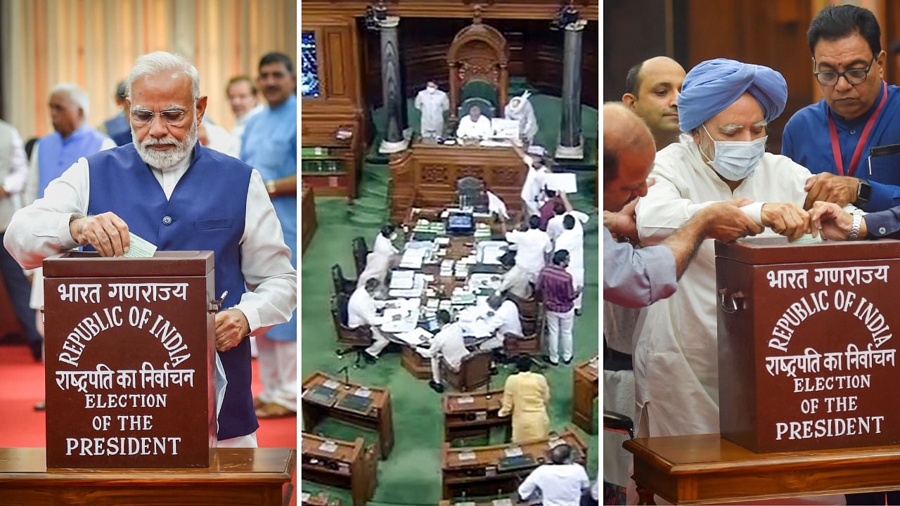<div class="paragraphs"><p>The voting for India's next president coincided with the commencement of the<a href="https://www.thequint.com/topic/monsoon-session"> Parliament's Monsoon Session</a> on Monday, 18 July.</p></div>