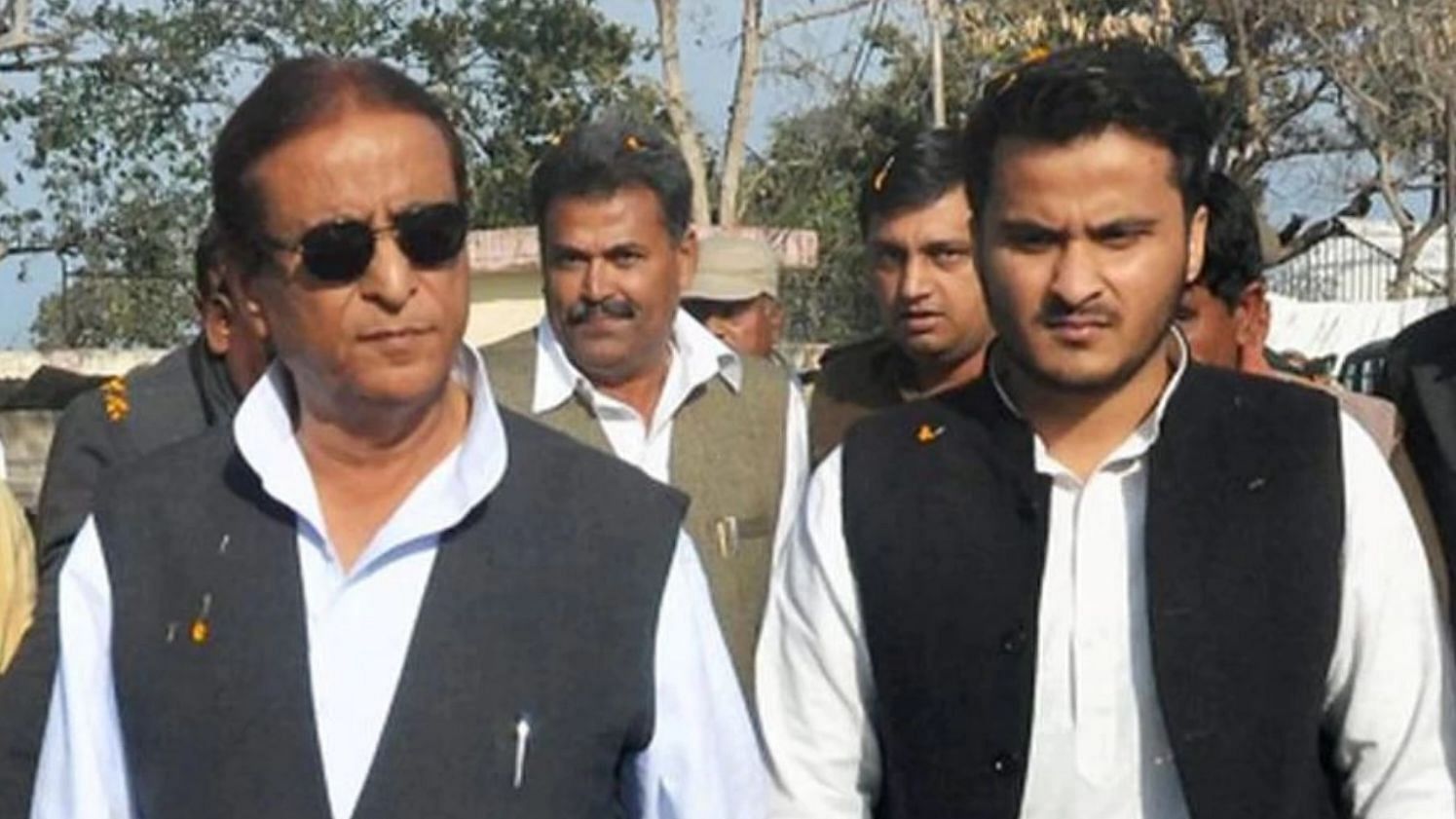 SP leader Azam Khan with his son Abdullah Khan.