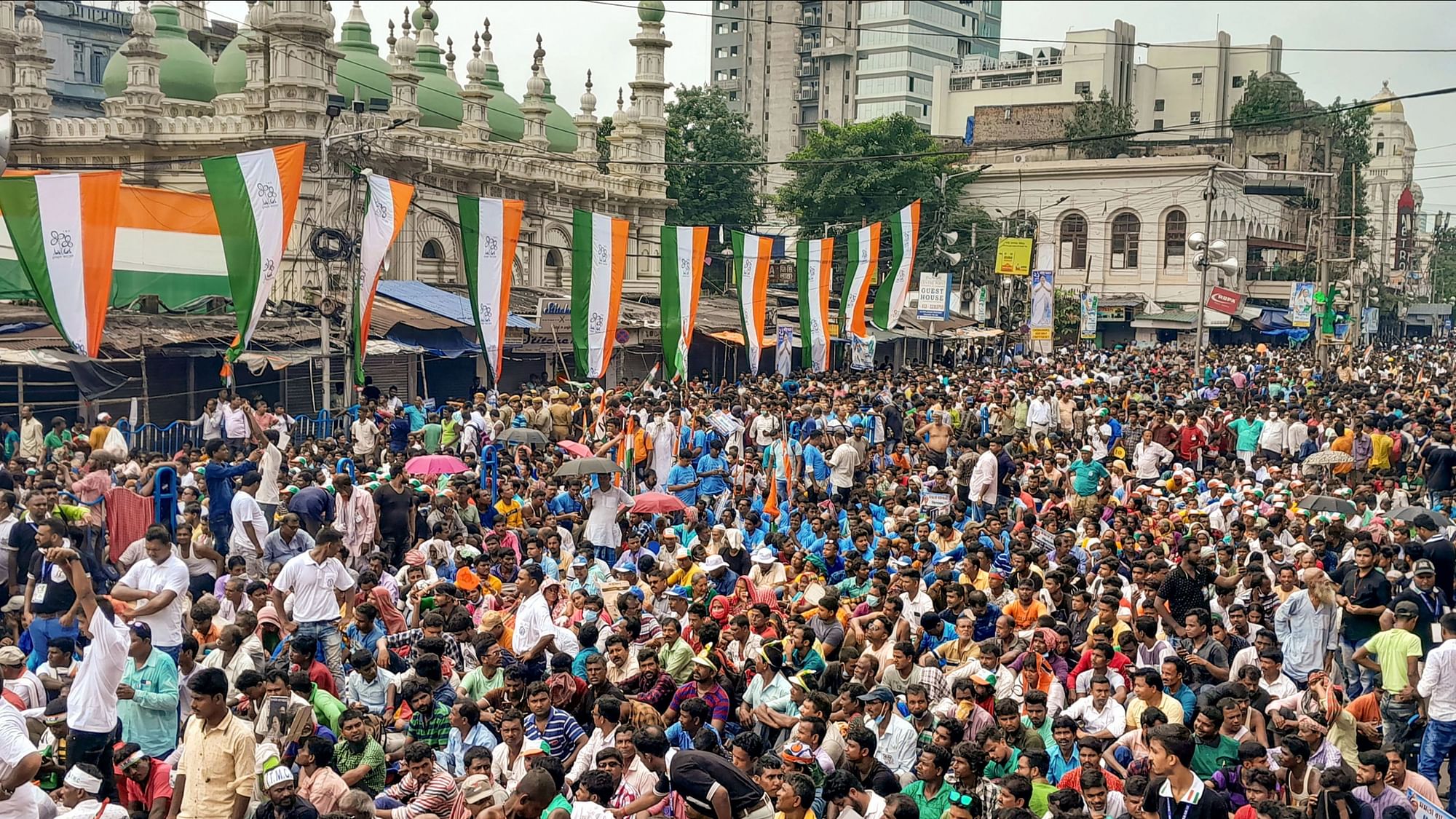 <div class="paragraphs"><p>TMC supporters gather in a large number to observe the Martyrs Day, in Kolkata on Thursday.</p></div>