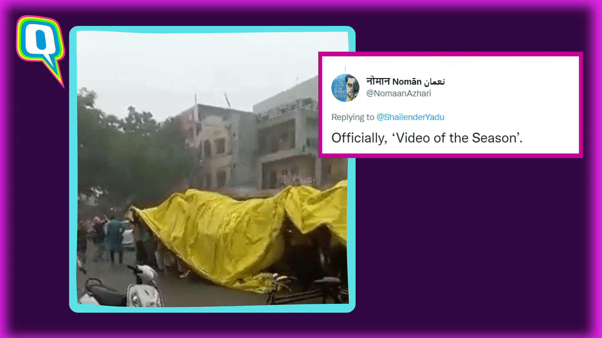 <div class="paragraphs"><p>Viral video of baraatis walking under tarpaulin in rain.</p></div>