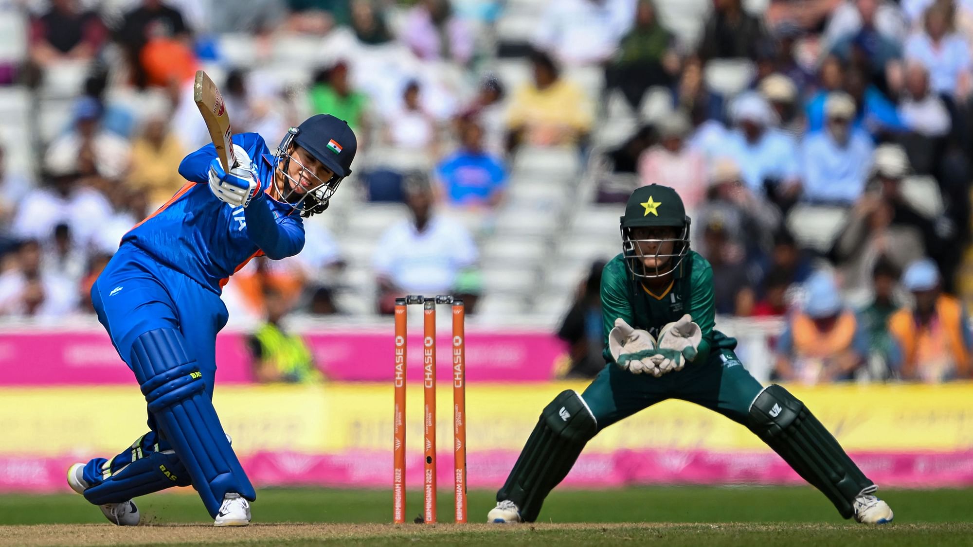 <div class="paragraphs"><p>Indian opener Smriti Mandhana looked in fine touch against Pakistan in the rain-hit women’s Group A match of the 2022 Commonwealth Games at Edgbaston on Sunday</p></div>