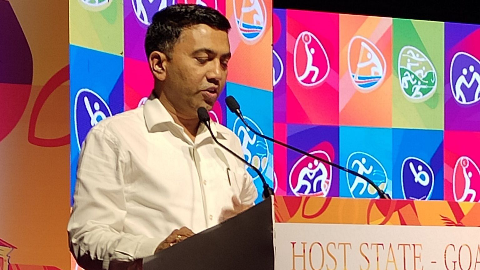 <div class="paragraphs"><p>Goa Chief Minister Pramod Sawant speaking during the launch of the Goa National Games back in 2020.&nbsp;</p></div>