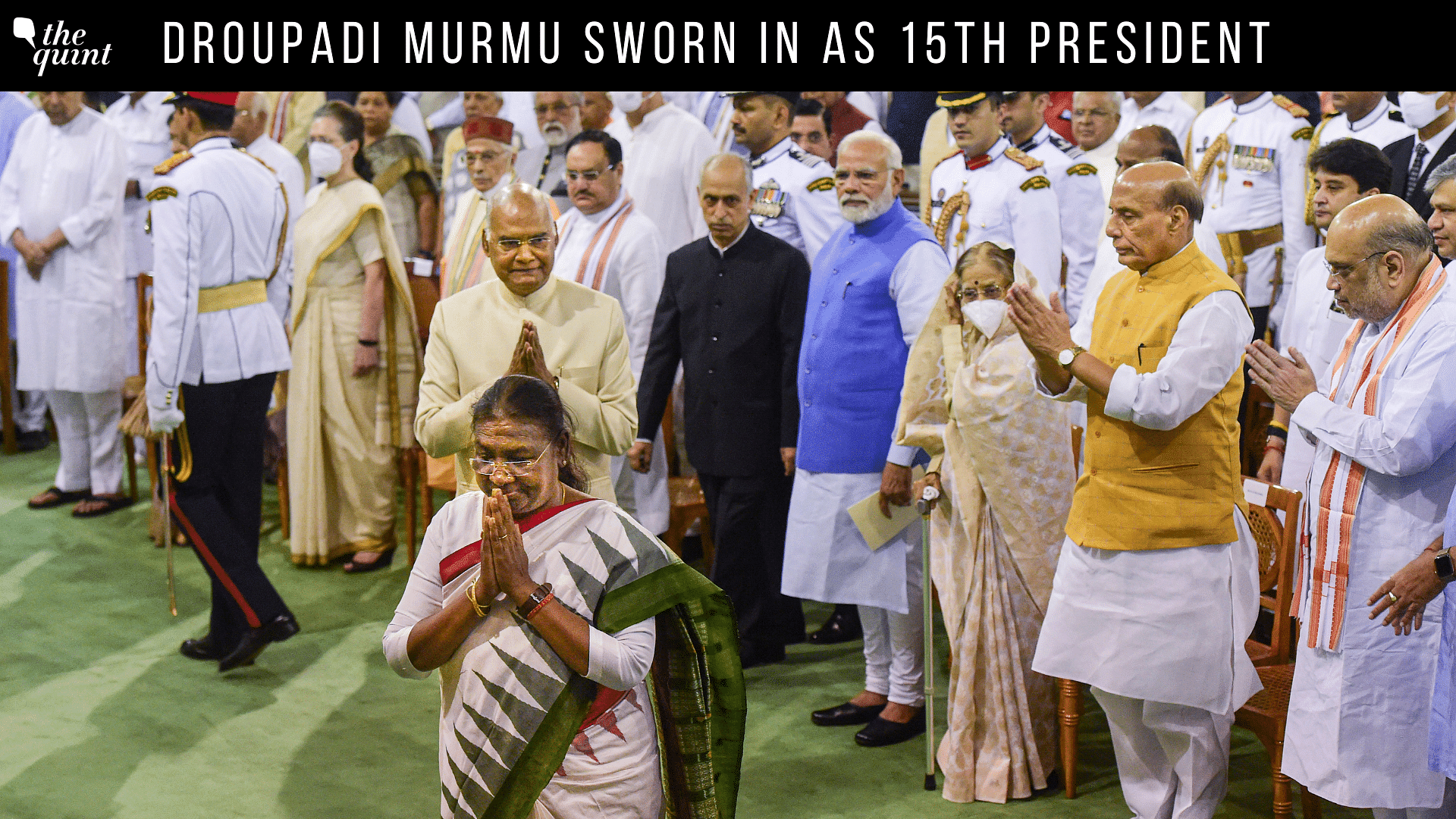 <div class="paragraphs"><p><strong>Droupadi Murmu Oath Taking Ceremony Live Updates: President <a href="https://www.thequint.com/news/politics/droupadi-murmu-bjp-led-nda-presidential-candidate#read-more">Droupadi Murmu</a>&nbsp;took oath as the 15th president of India on Monday, 25 July, at the Central Hall of Parliament.</strong></p></div>