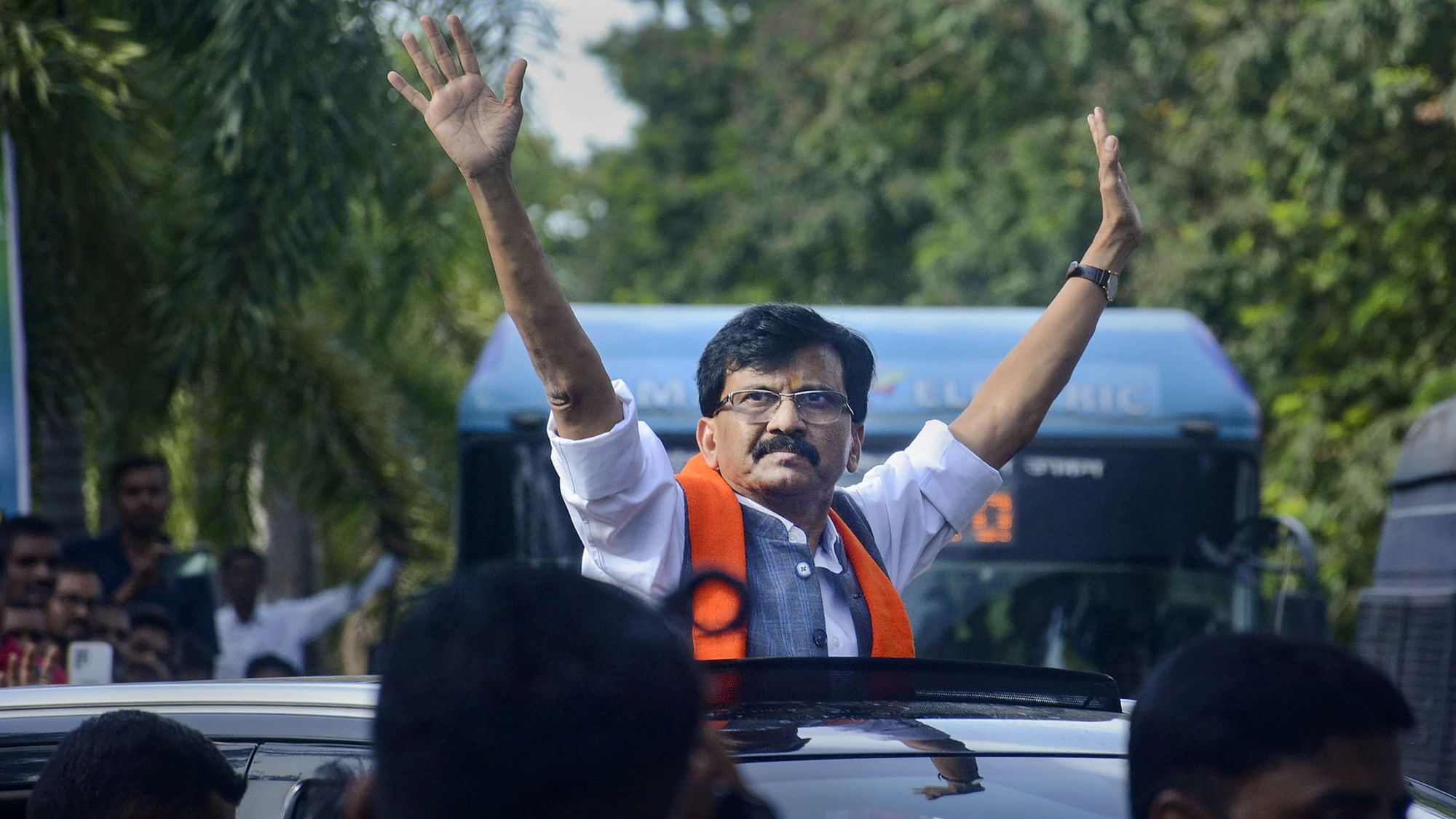 <div class="paragraphs"><p>Shiv Sena MP Sanjay Raut being taken to the Enforcement Directorate (ED) office in connection with a money laundering case, in Mumbai, on Sunday, 31&nbsp;July.</p></div>
