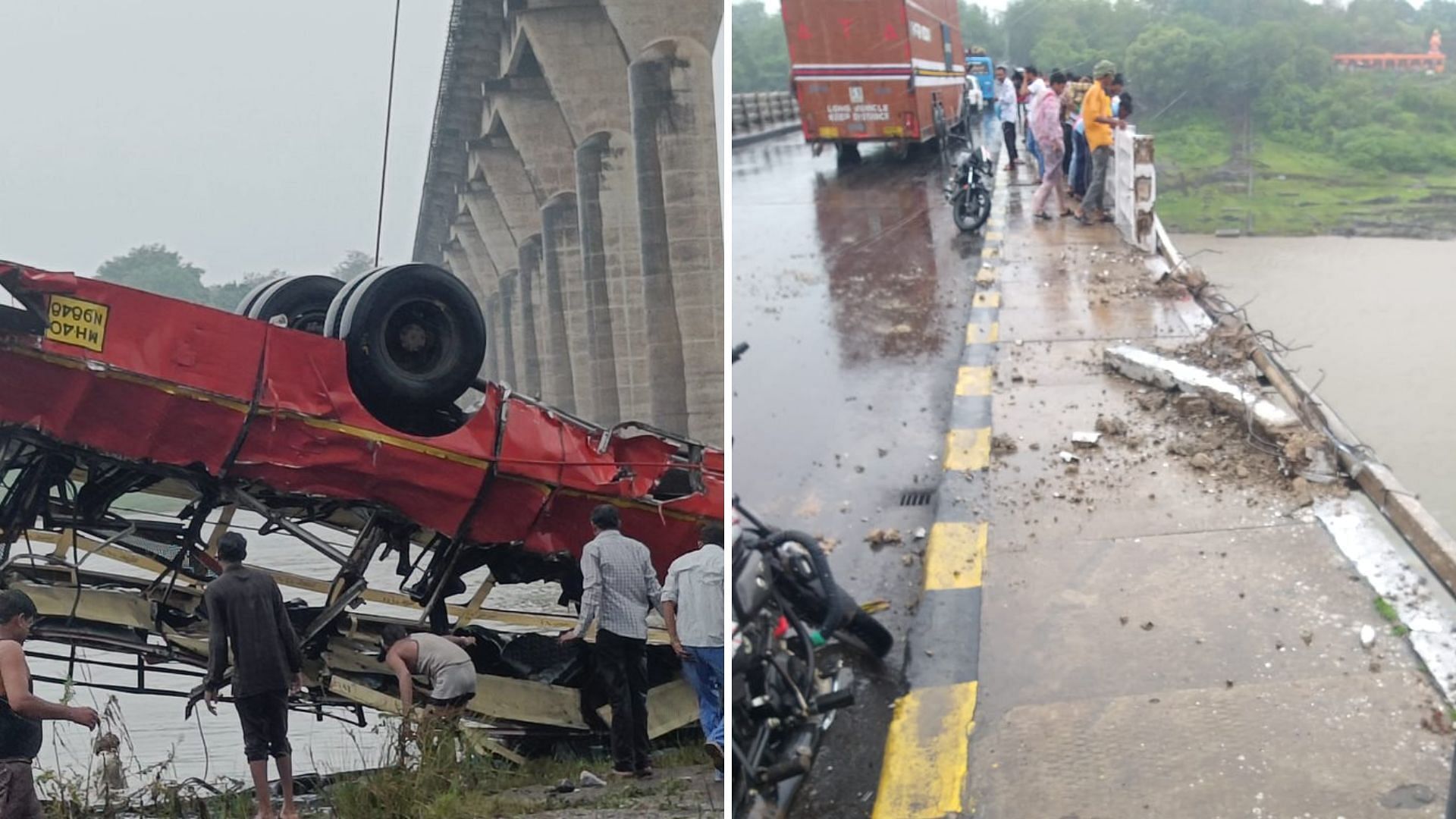 <div class="paragraphs"><p>A  bus carrying 13 people, travelling from Indore to Pune, fell off the Khalghat Sanjay Setu into the Narmada River in Madhya Pradesh, claiming the lives of all passengers on Monday, 18 July.</p></div>