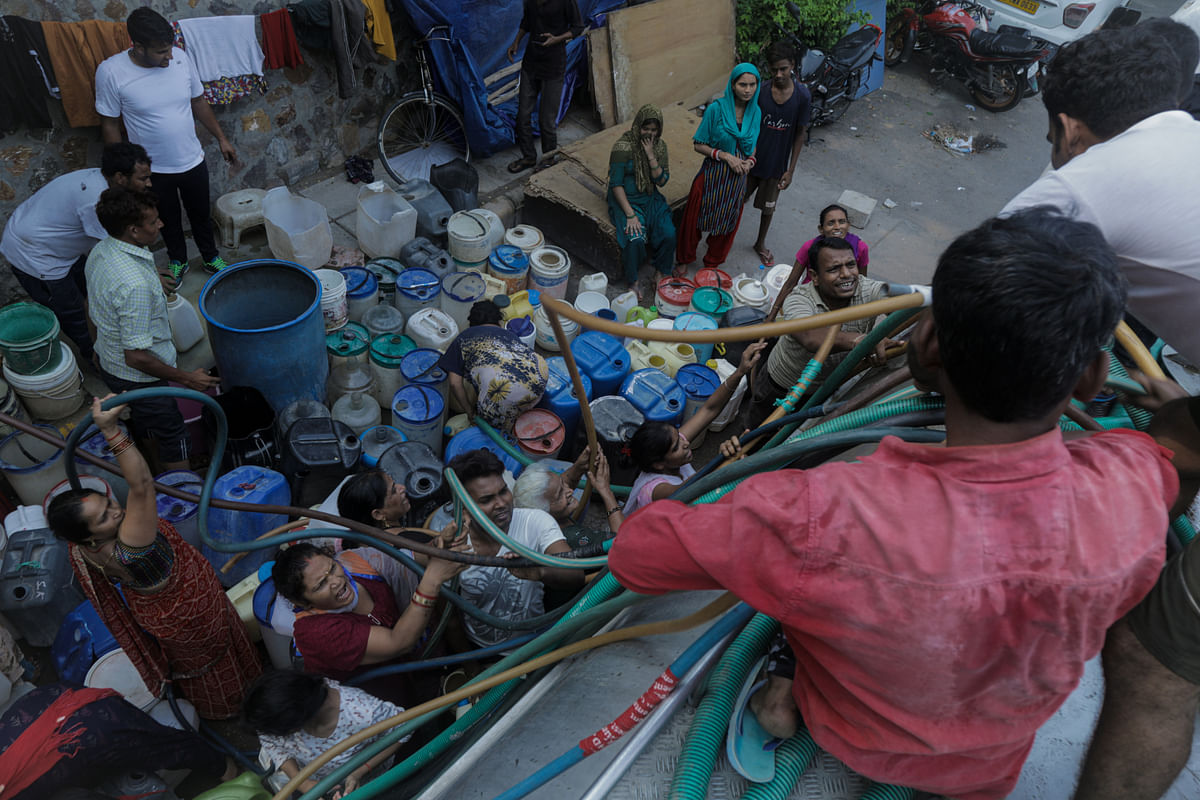 With many parts of Delhi facing water scarcity, here's a look at how people living in slums survive the summers.