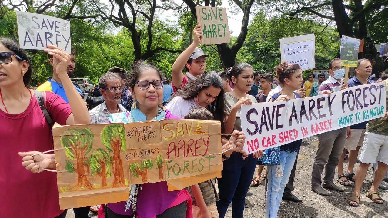 <div class="paragraphs"><p>Residents protesting at Aarey.</p></div>