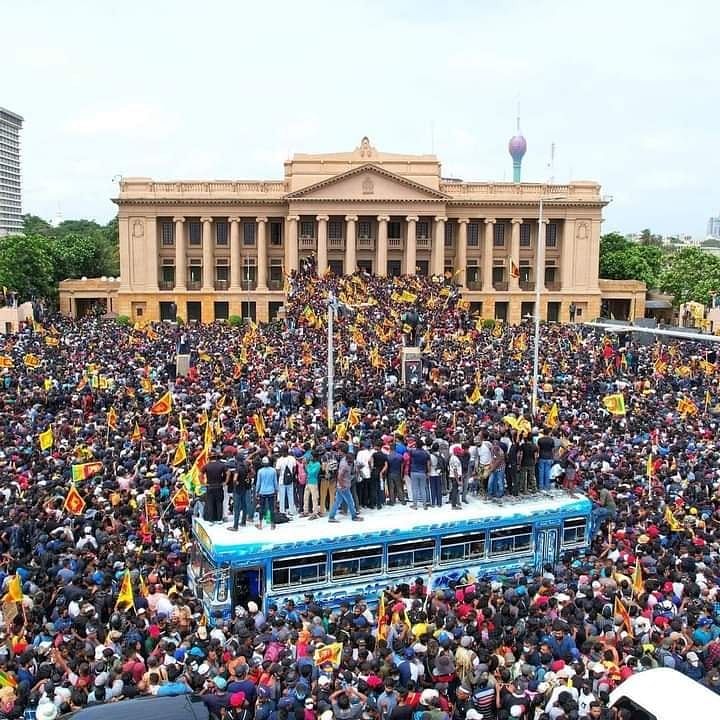Thousands of protesters breached police barricades and stormed into the residence of President Gotabaya Rajapaksa.