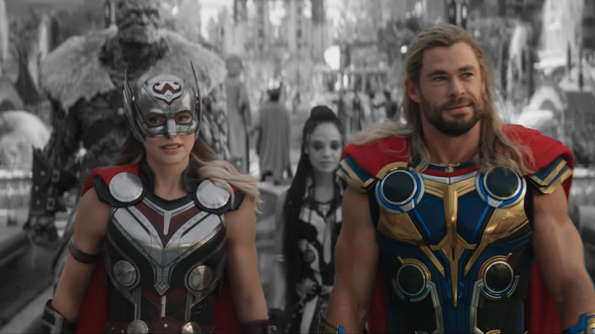 <div class="paragraphs"><p>Chris Hemswoth and Natalie Portman play Thor and the Mighty Thor in&nbsp;<em>Thor: Love and Thunder.</em></p></div>