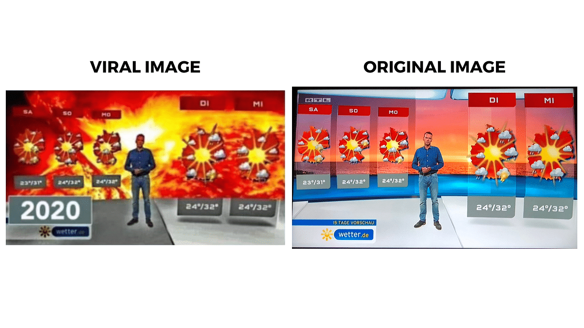 The third image in the collage was edited to add fireballs and red colour.