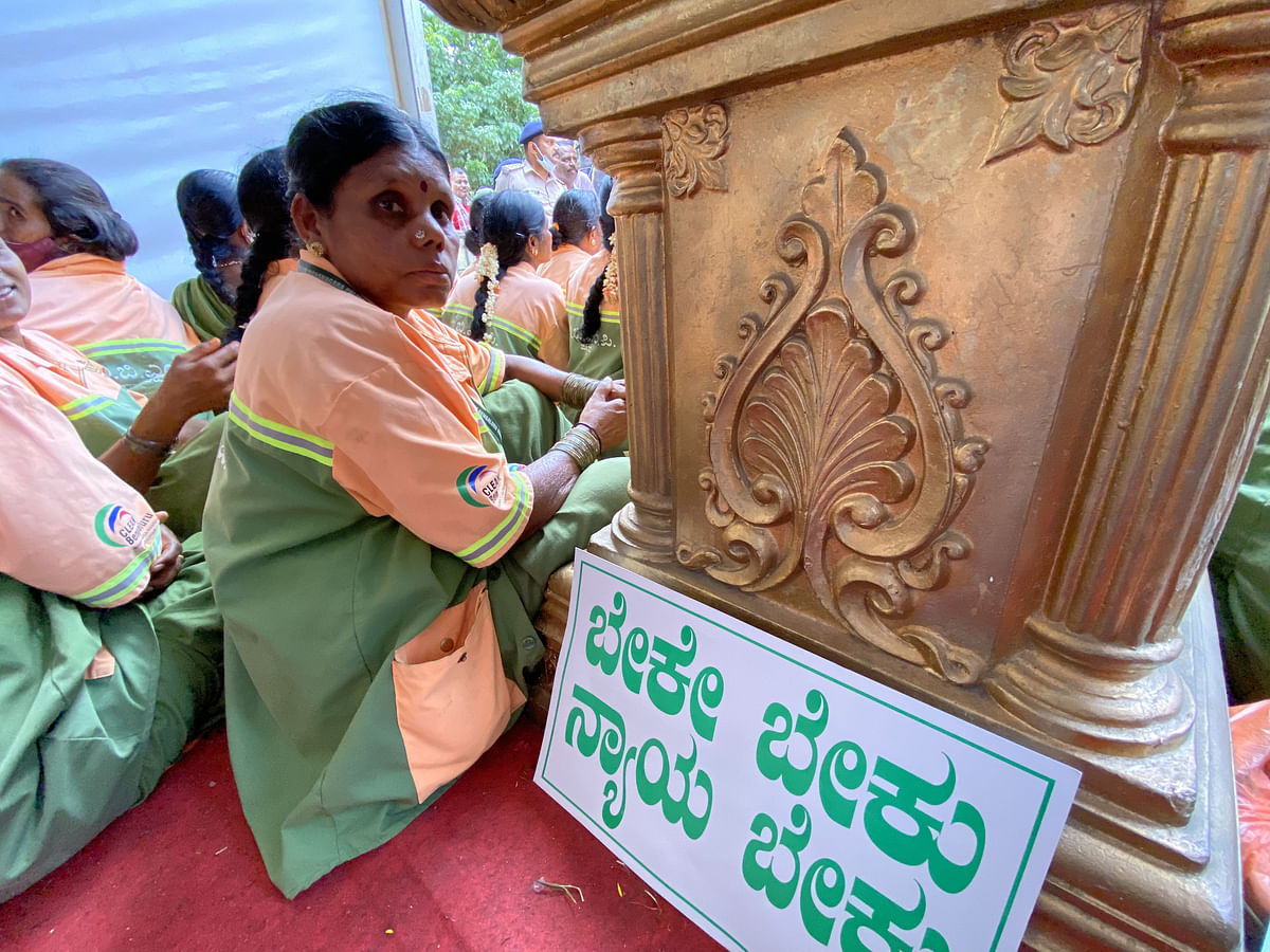 Sanitation workers went on state-wide indefinite strike demanding permanent jobs and better wages in Karnataka.