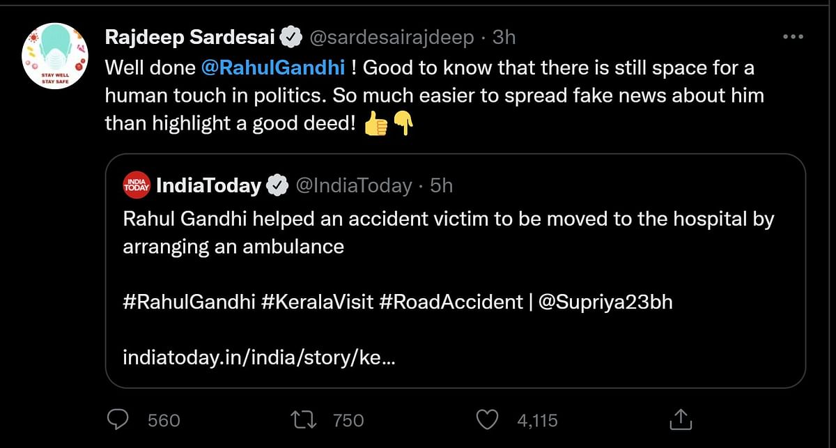 Rahul Gandhi helped shift the injured man to the hospital in his convoy’s ambulance.