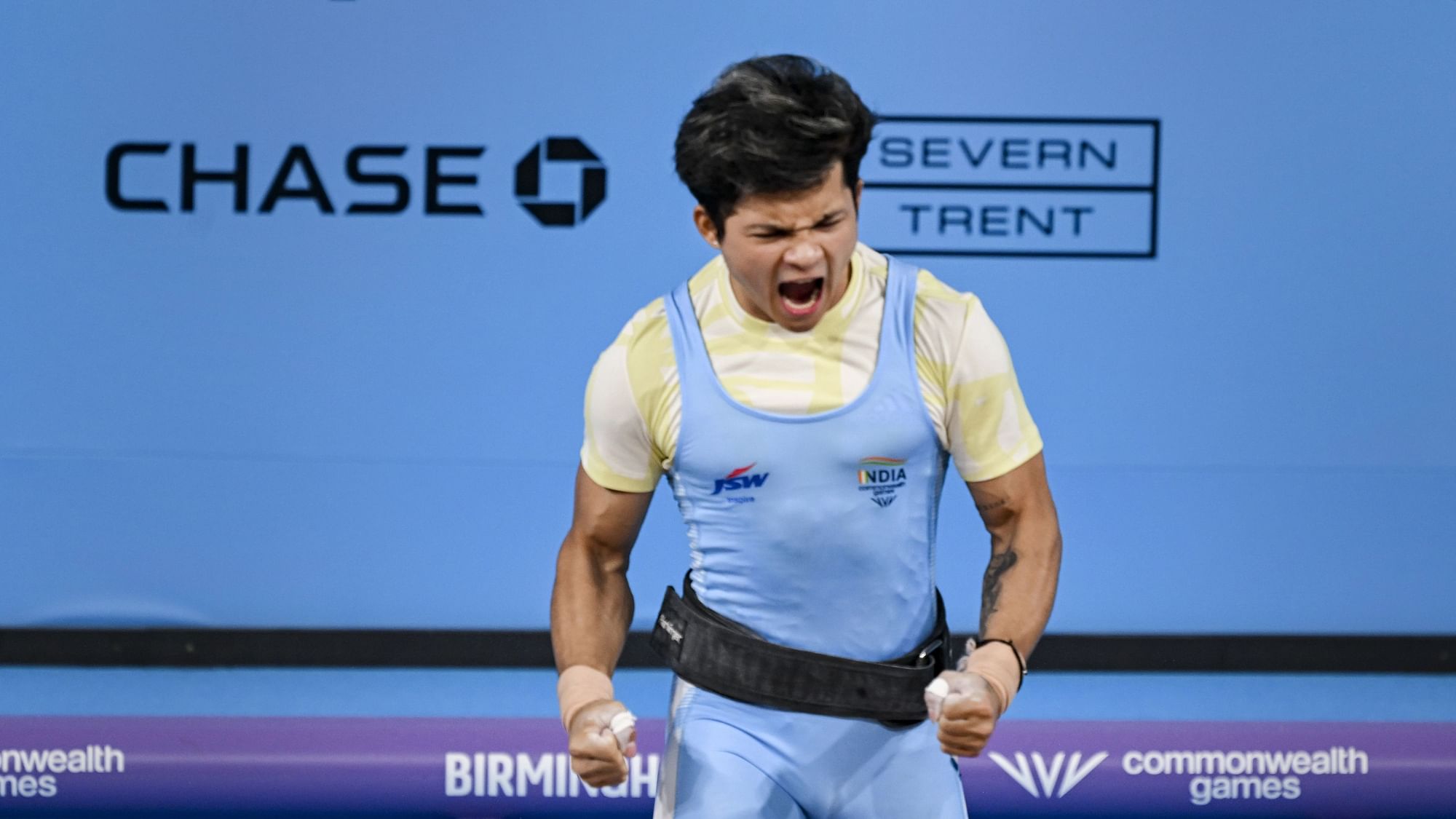 <div class="paragraphs"><p>Indian weightlifter Jeremy Lalrinnunga is ecstatic after winning gold in  67kg men's weightlifting at the 2022 Commonwealth Games in Birmingham on Sunday.</p></div>