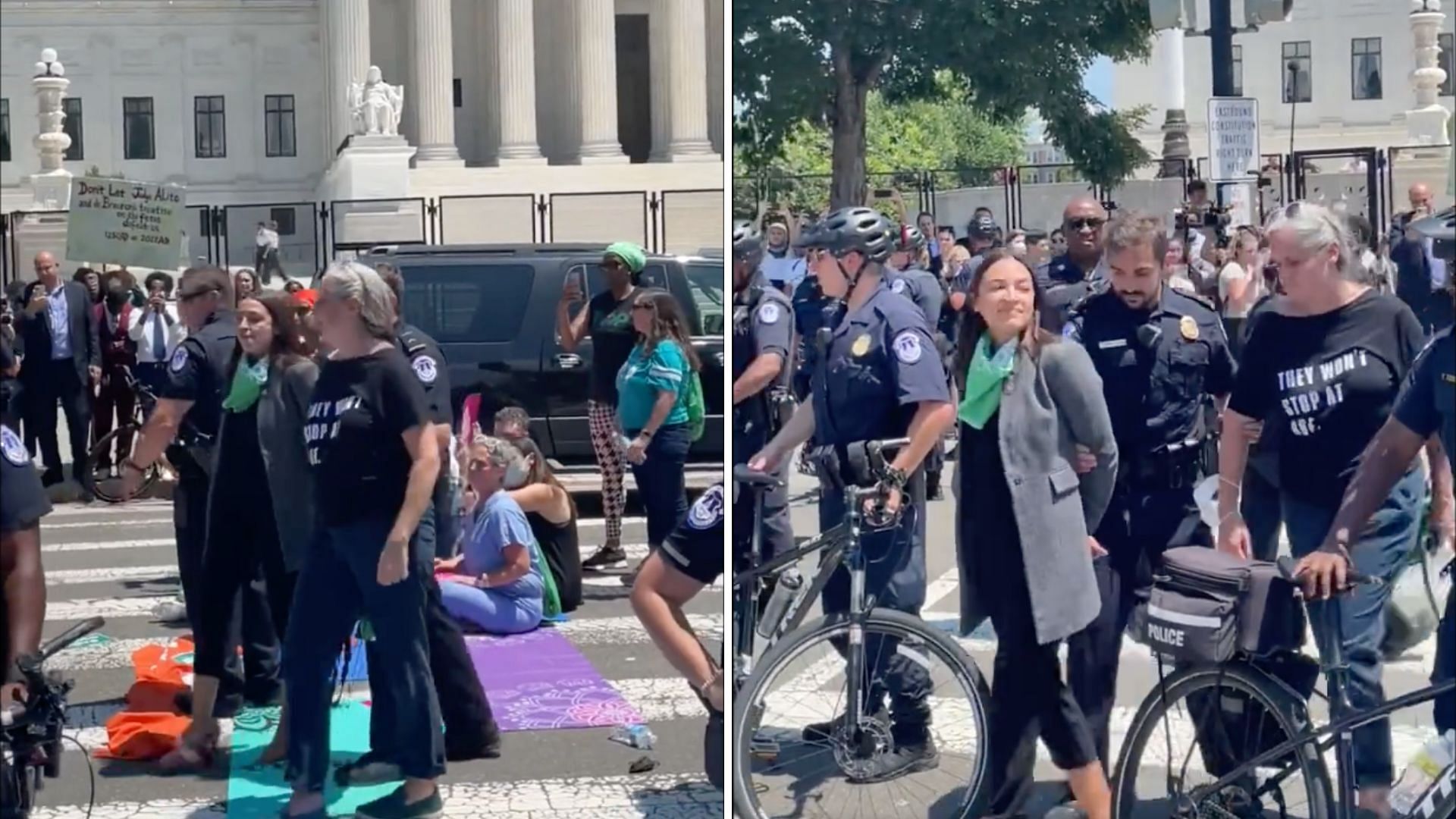<div class="paragraphs"><p>US Representative Alexandria Ocasio-Cortez, along with 16 other members of Congress were arrested on Wednesday, 20 July, while they were protesting for abortion rights in front of the US Supreme Court in Washington.</p></div>