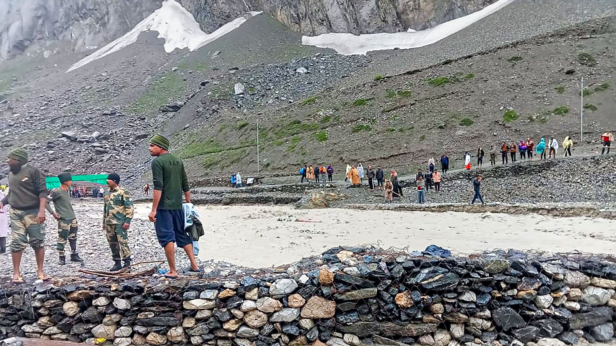 <div class="paragraphs"><p>Amarnath: Rescue operation after a cloudburst that hit near the base camp of the holy cave shrine of Amarnath in south Kashmir Himalayas on Friday, 8 July 2022.</p></div>