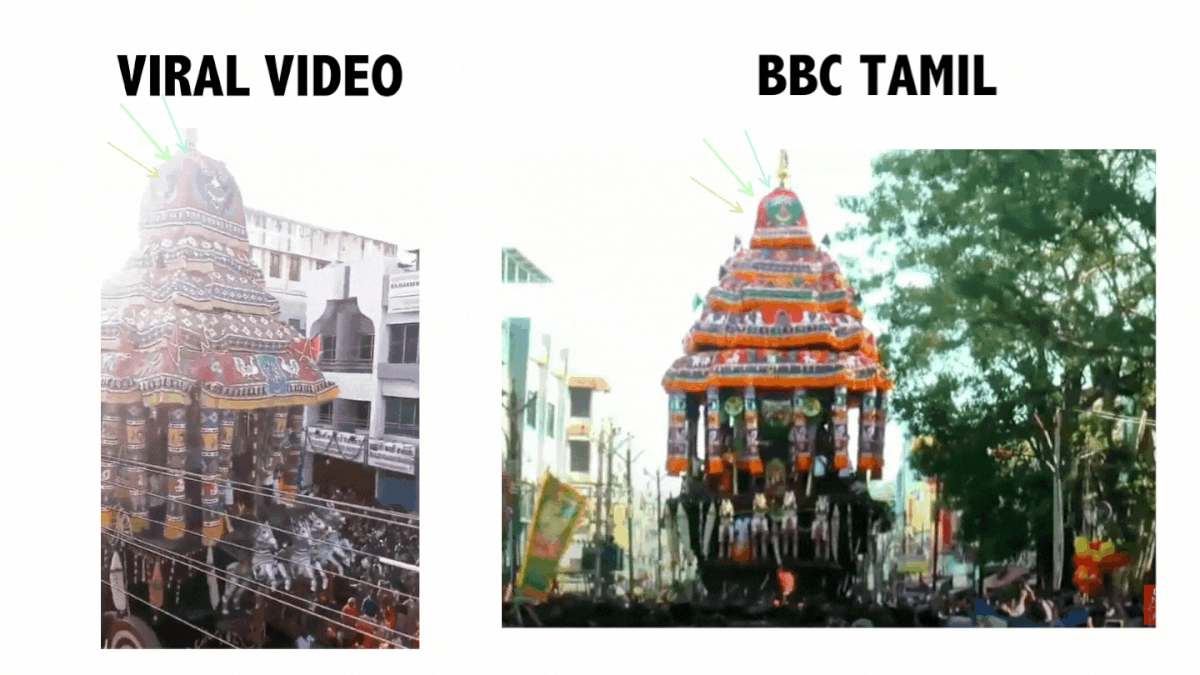 The video showed devotees at the Chithirai festival held in Meenakshi Sundareswarar temple in Madurai.