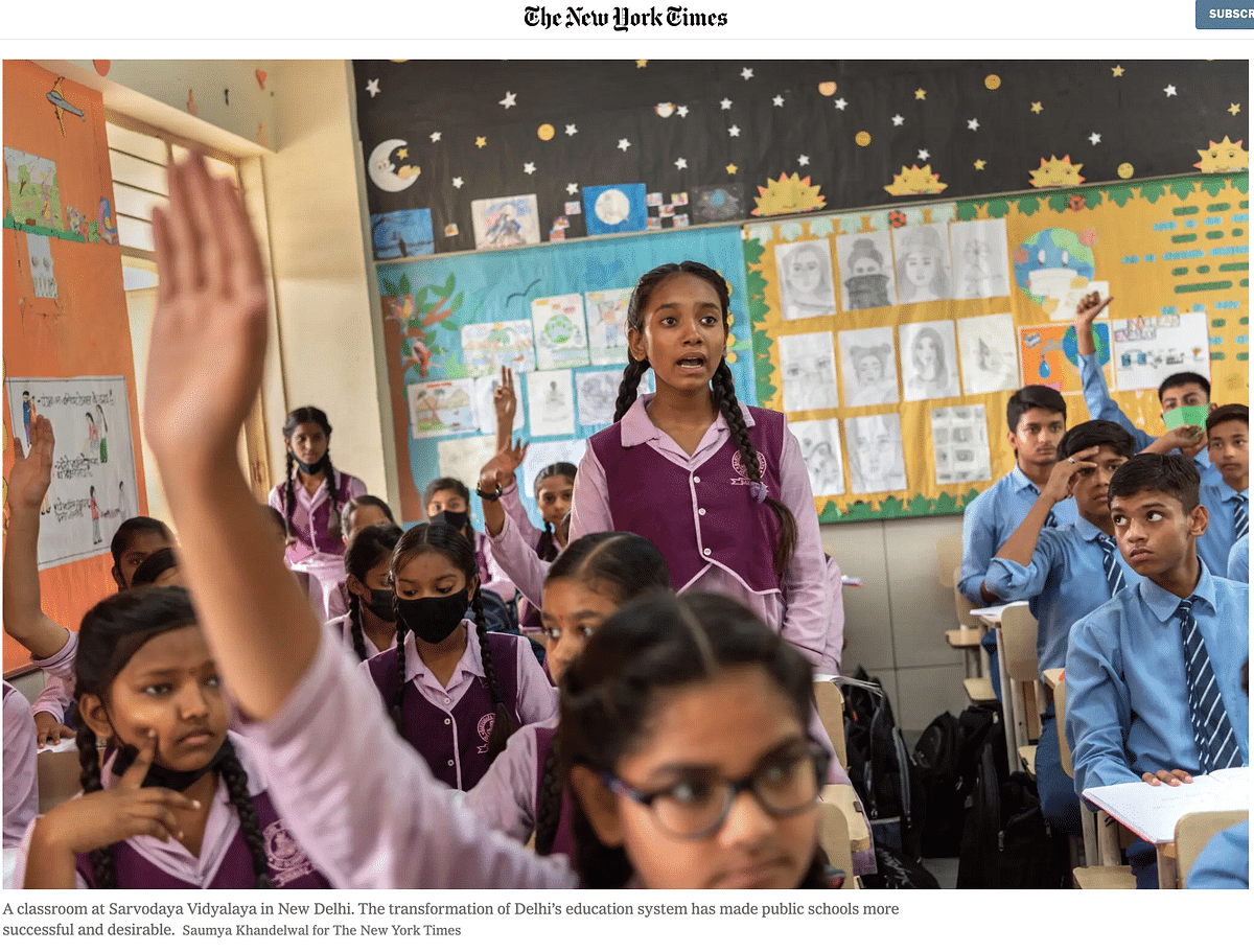 We found that the photo used by The New York Times was indeed taken at Sarvodaya Vidyalaya in Delhi.