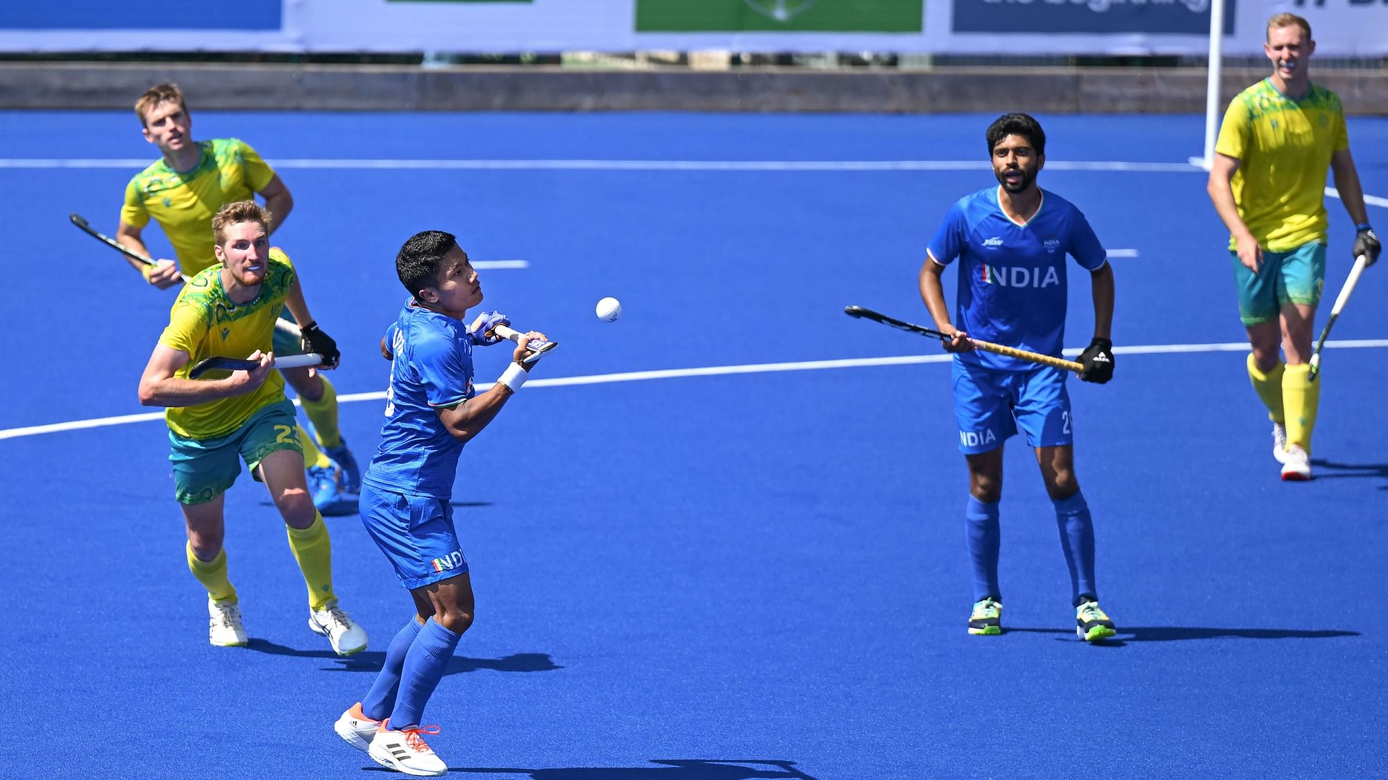<div class="paragraphs"><p>The Indian men's hockey team in action against Australia in the final of the 2022 Commonwealth Games in Birmingham on Monday.</p></div>