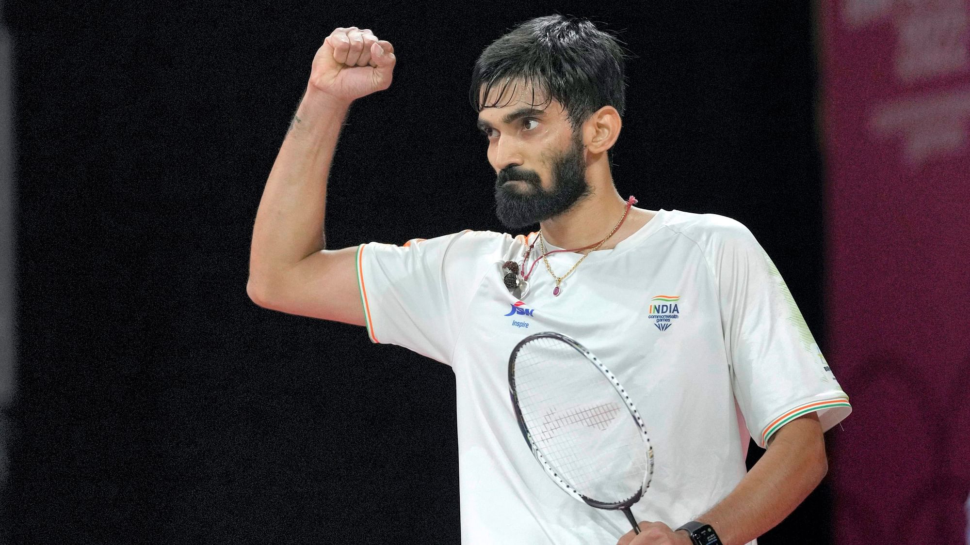 <div class="paragraphs"><p>India's Kidambi Srikanth celebrates after winning the bronze medal match in men's singles badminton&nbsp;at the 2022 Commonwealth Games in Birmingham.&nbsp;</p></div>