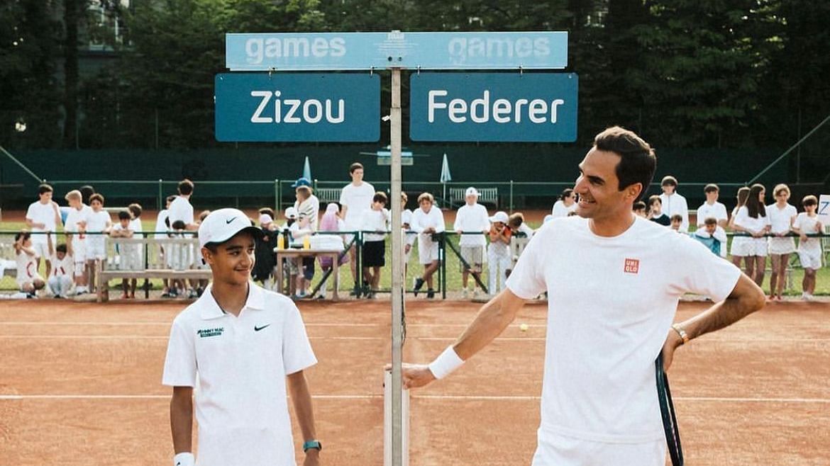 <div class="paragraphs"><p>Tennis ace Roger Federer and&nbsp;Zizou Ago in Zurich.</p></div>